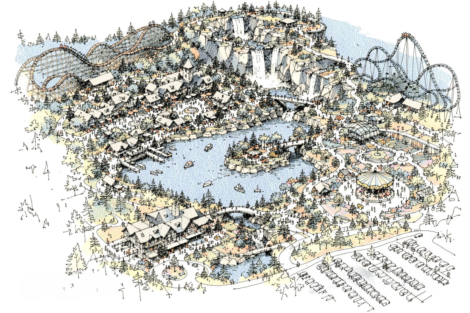Illustrative sketch masterplan of a lakeside park