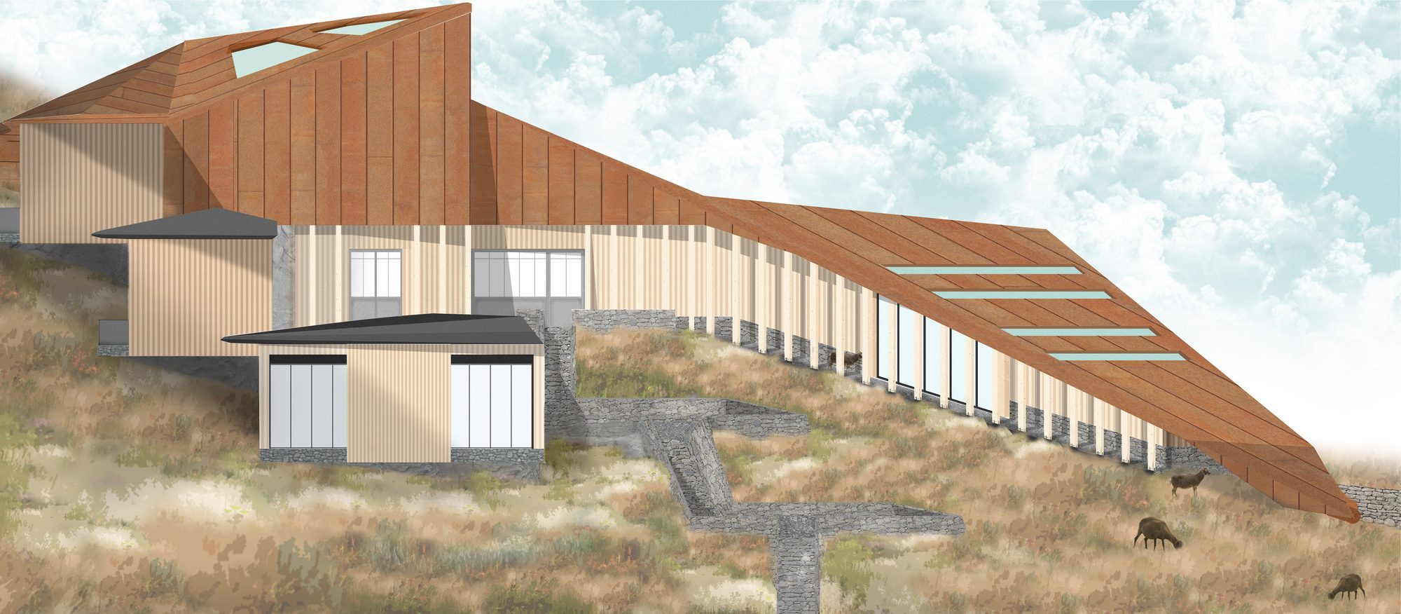 St Kilda textile factory — island landscape and site drawing