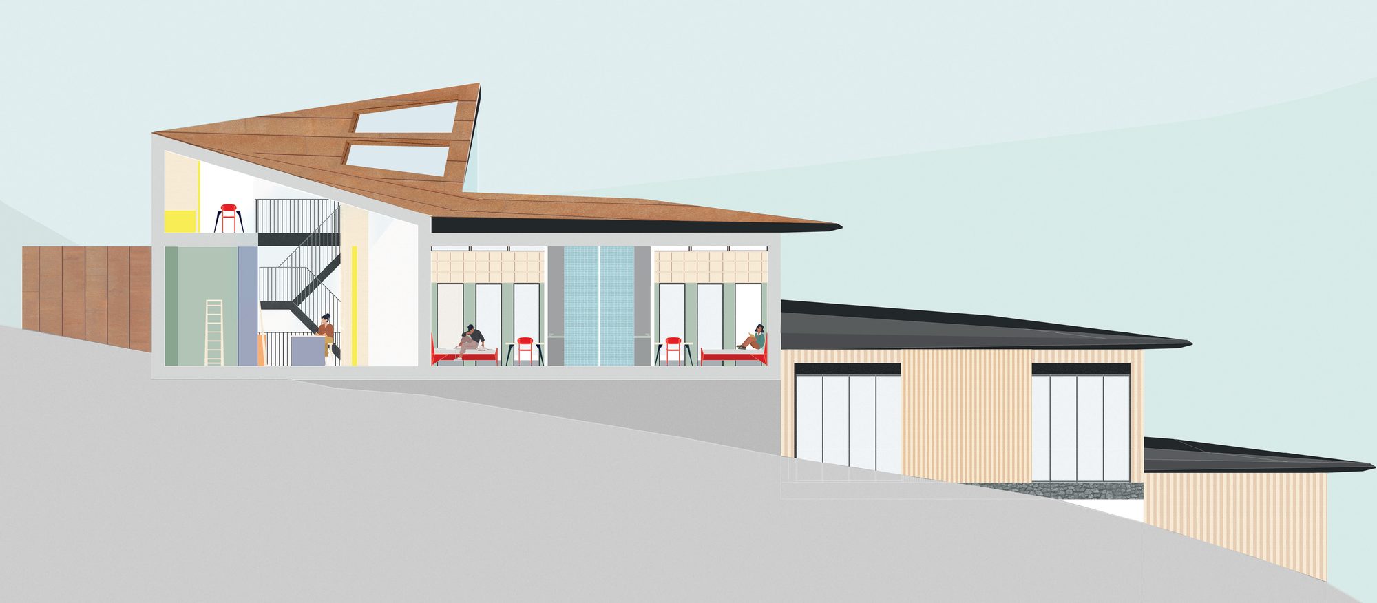 St Kilda textile factory — Village Bay site plan with the Factor’s House and the street