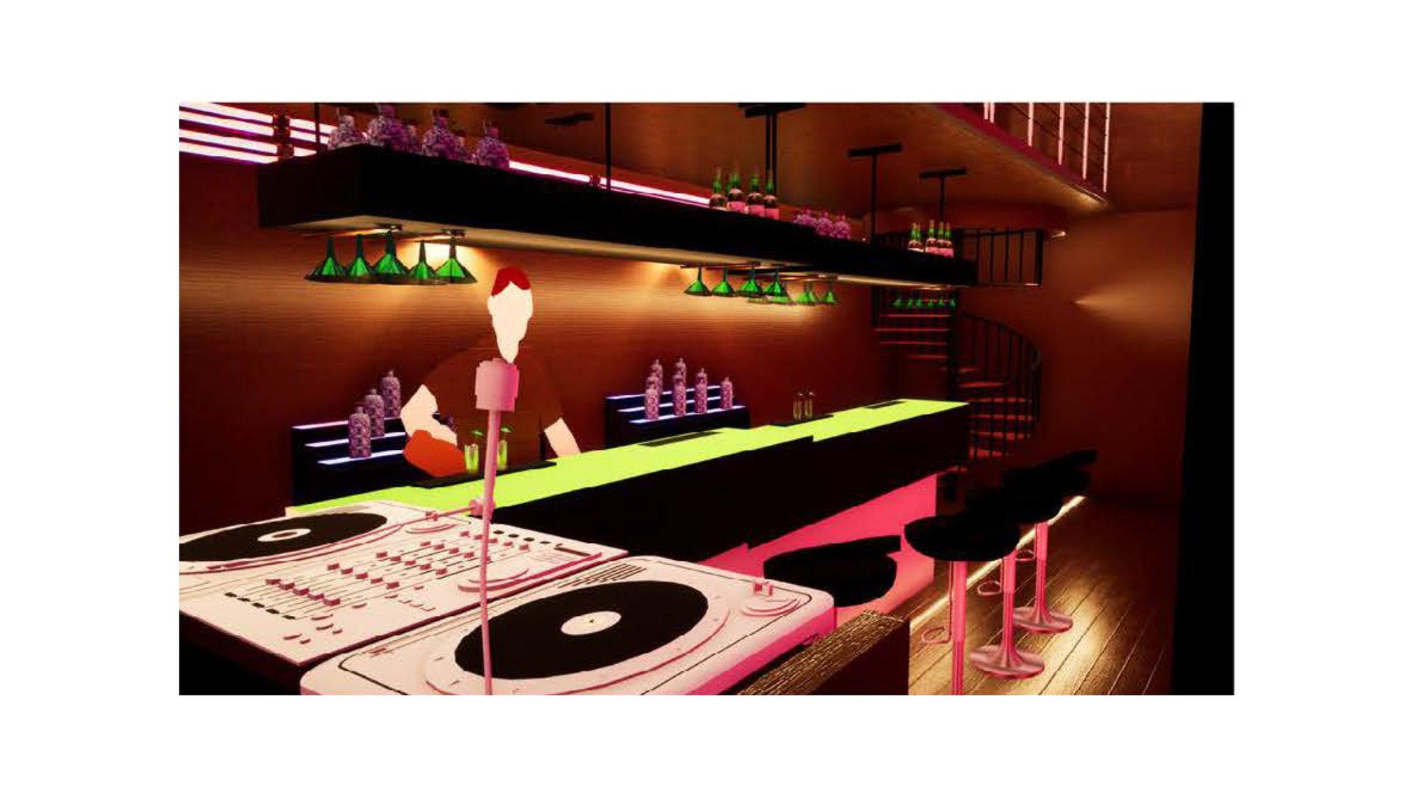 Tipsy cocktail bar, Digbeth — exploded axonometric of the interior